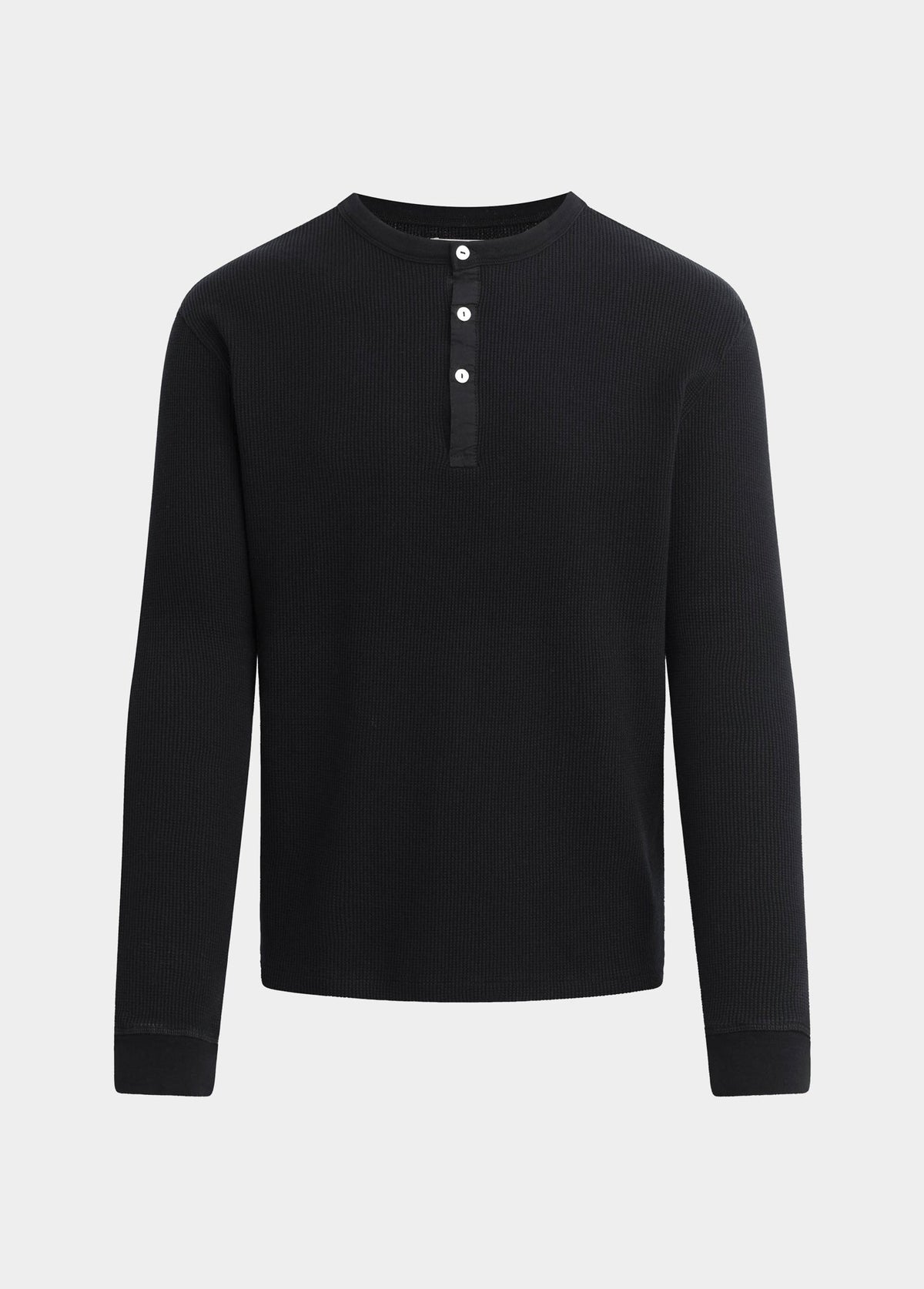 Joe's Jeans Men LONG SLEEVE HENLEY WAFFLE TEE Black