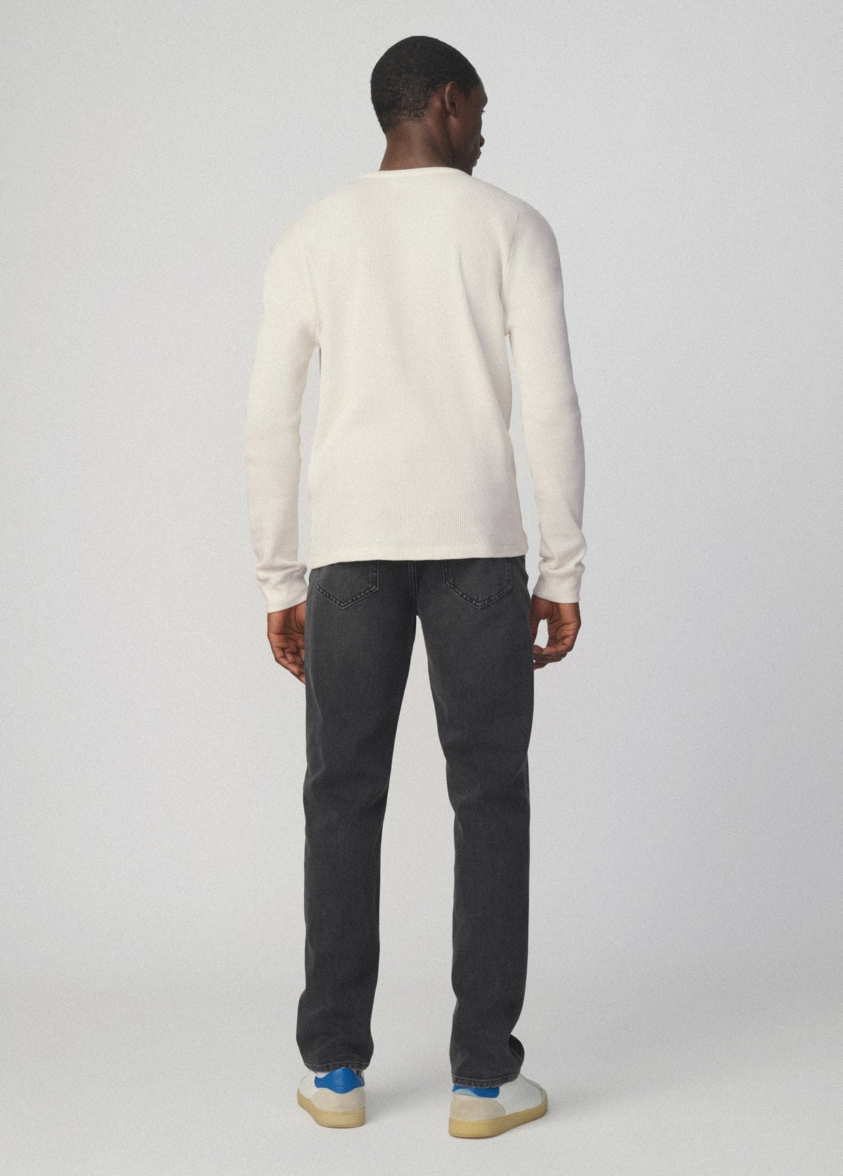 Joe's Jeans Men LONG SLEEVE HENLEY WAFFLE TEE Ecru