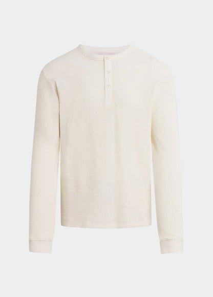 Joe's Jeans Men LONG SLEEVE HENLEY WAFFLE TEE Ecru