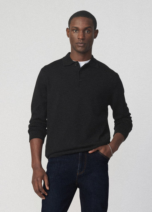 Joe's Jeans Men MERINO POLO SWEATER Black