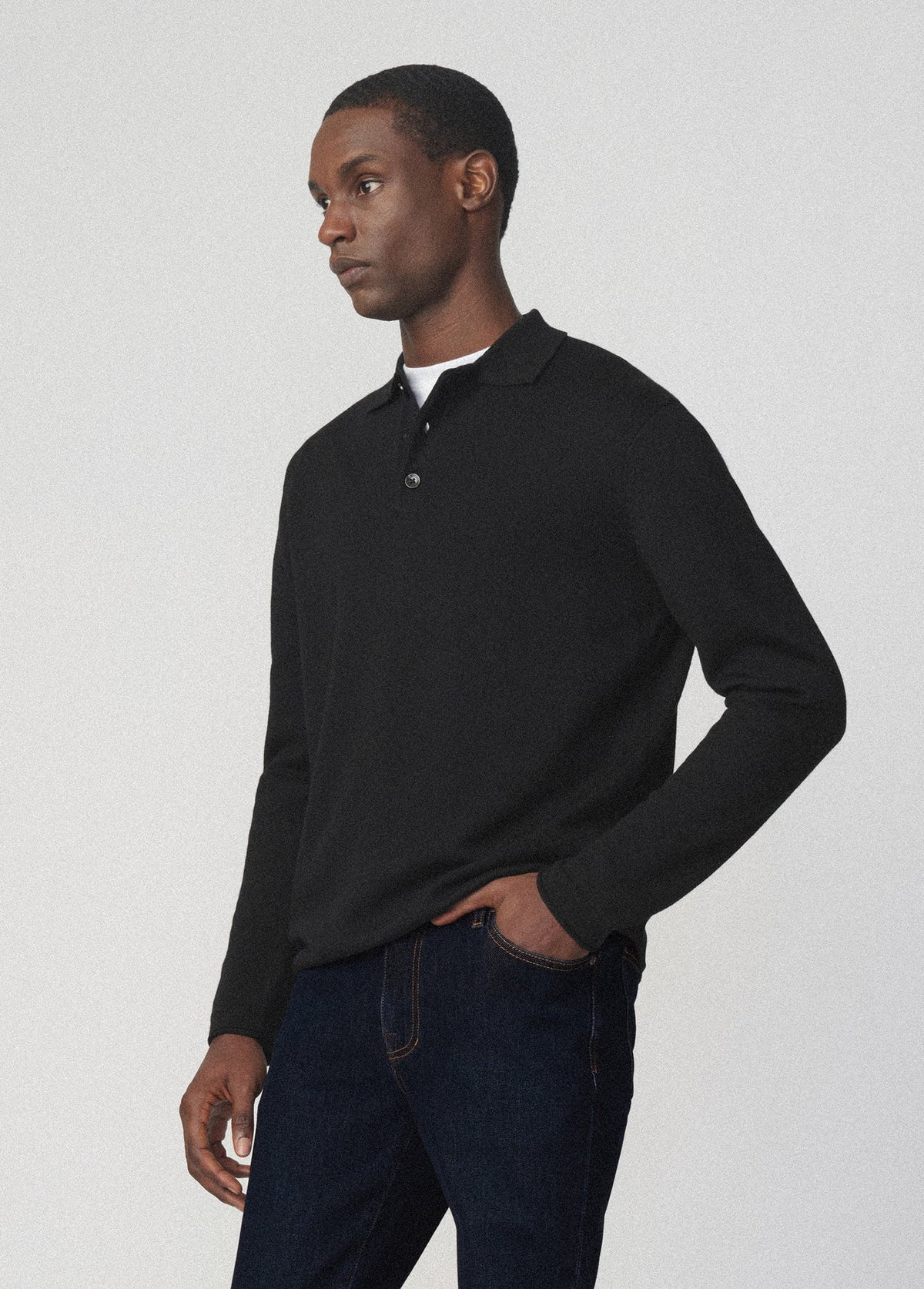 Joe's Jeans Men MERINO POLO SWEATER Black