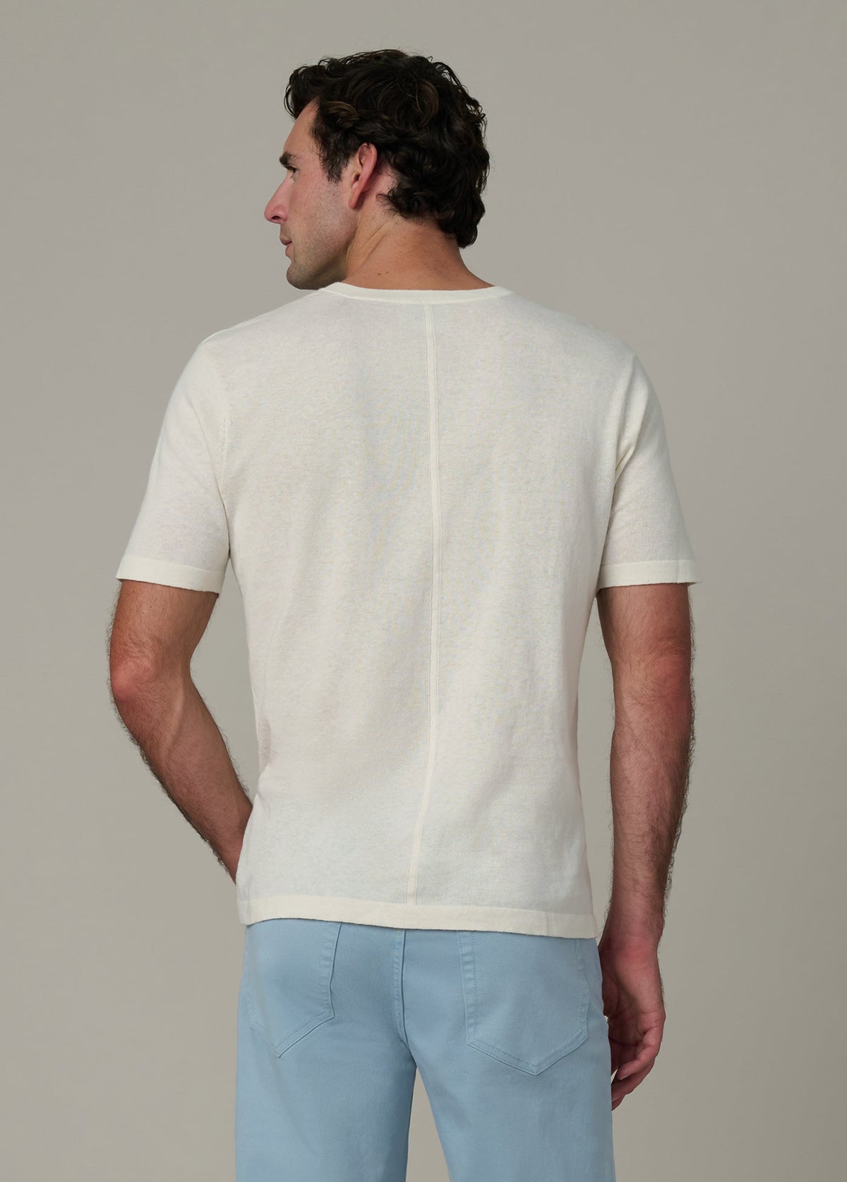 Joe's Jeans Men SHORT SLEEVE LINEN COTTON HENLEY Egret