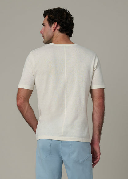 Joe's Jeans Men SHORT SLEEVE LINEN COTTON HENLEY Egret