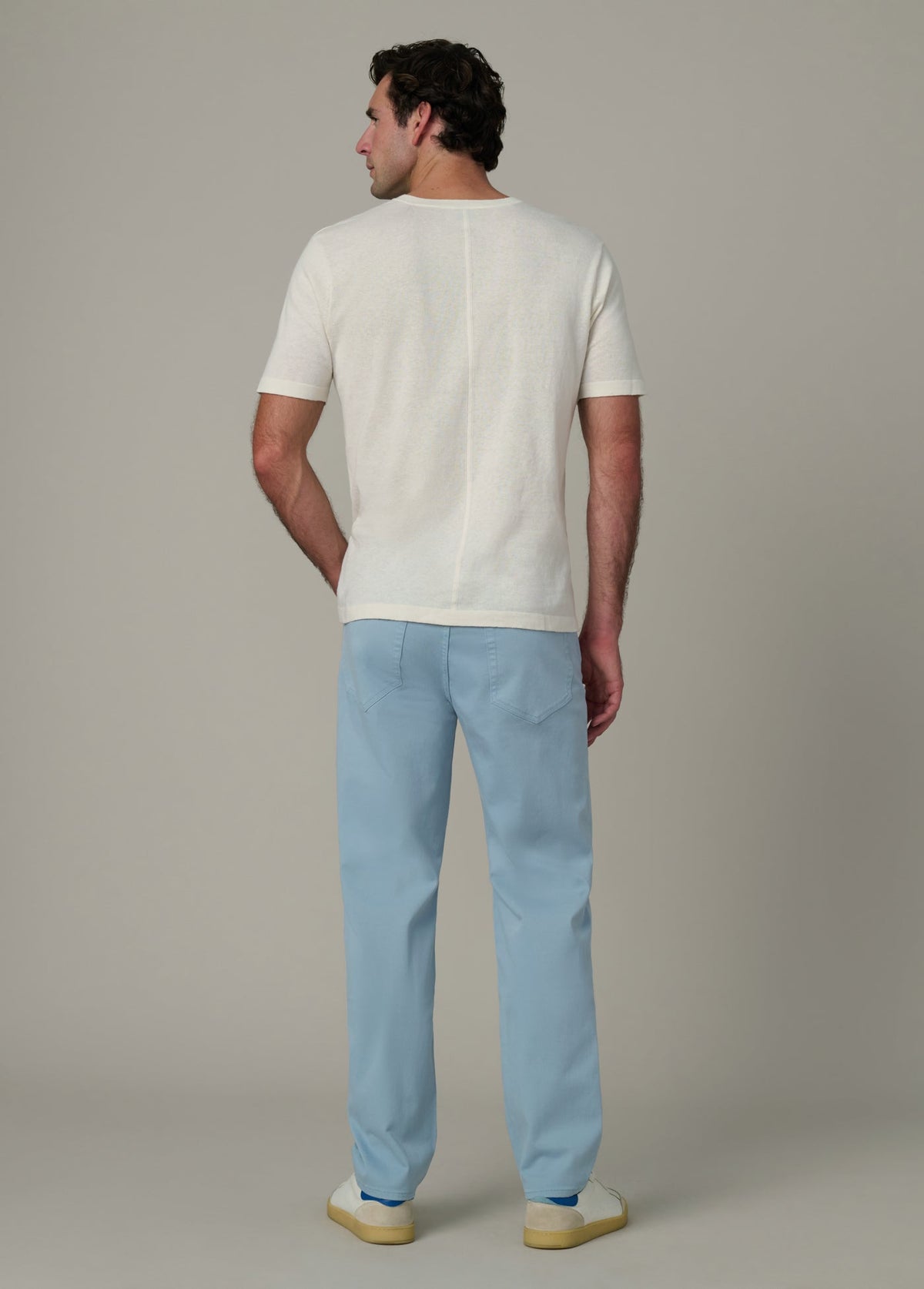 Joe's Jeans Men SHORT SLEEVE LINEN COTTON HENLEY Egret