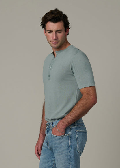Joe's Jeans Men|Sale SHORT SLEEVE LINEN COTTON HENLEY Green Milieu