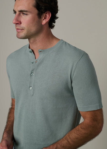 Joe's Jeans Men|Sale SHORT SLEEVE LINEN COTTON HENLEY Green Milieu