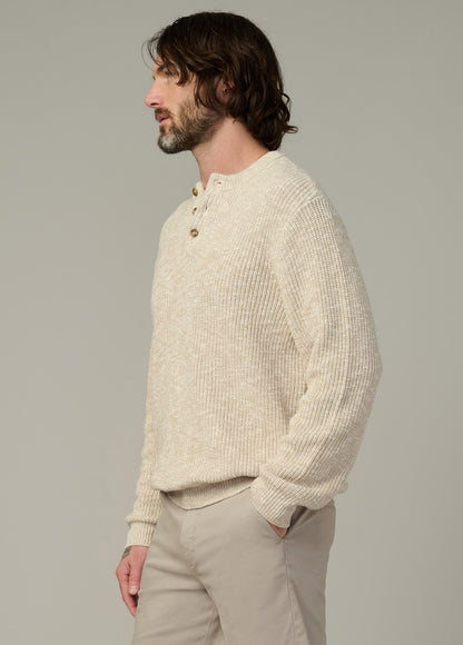 Joe's Jeans Men TEXTURED HENLEY SWEATER Flax