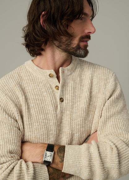 Joe's Jeans Men TEXTURED HENLEY SWEATER Flax