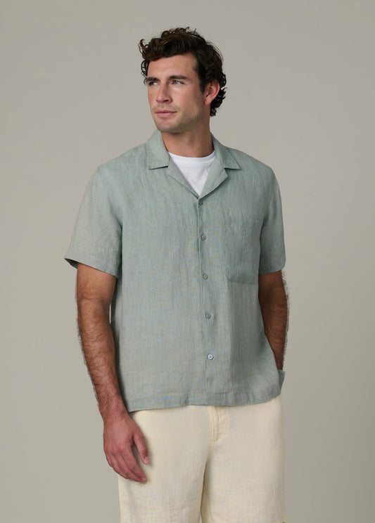 Joe's Jeans Men|Sale SHORT SLEEVE CAMP COLLAR SHIRT Green Milieu