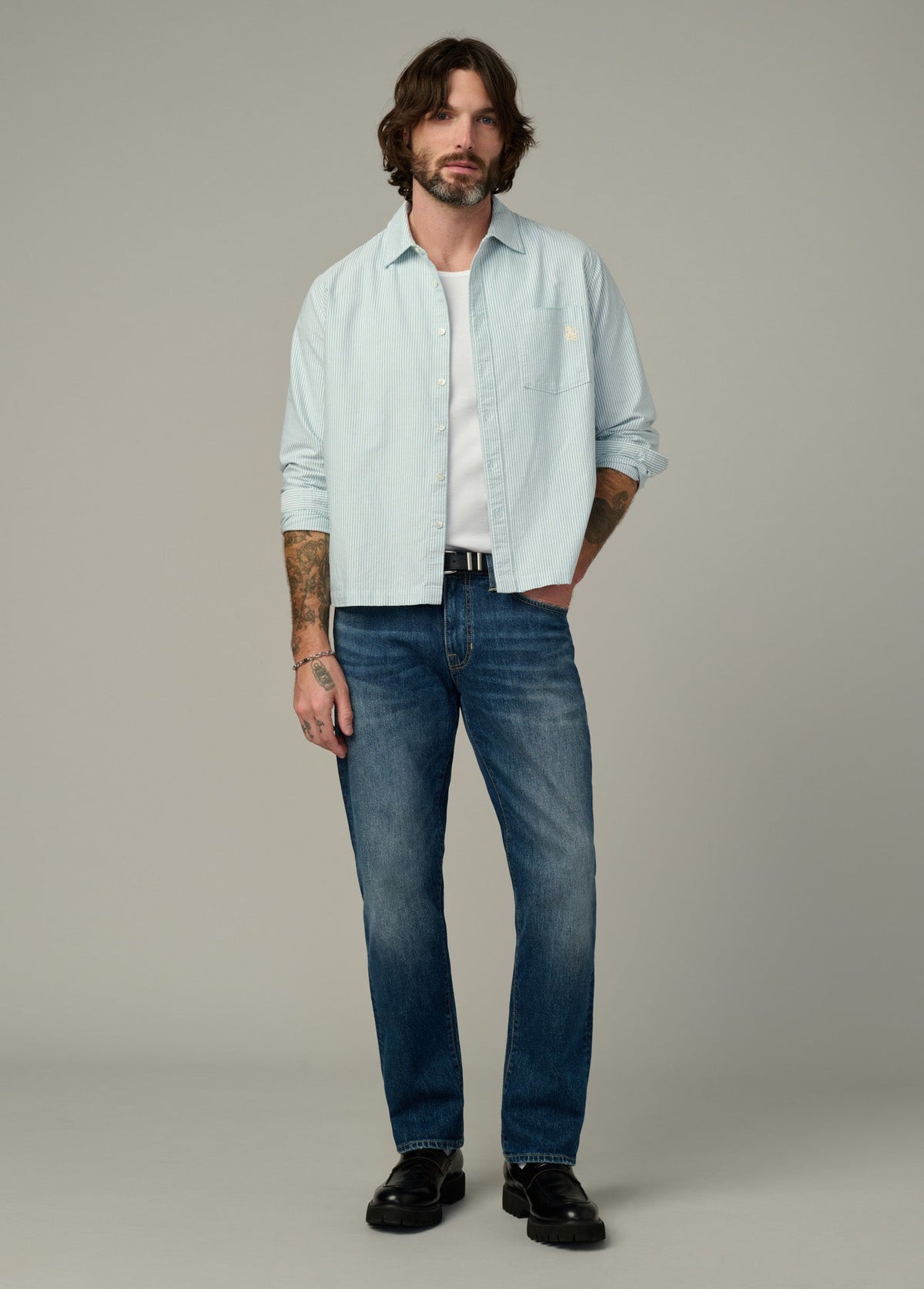 Joe's Jeans Men|Sale THE KEANU STRIPE SHIRT Mallard Green