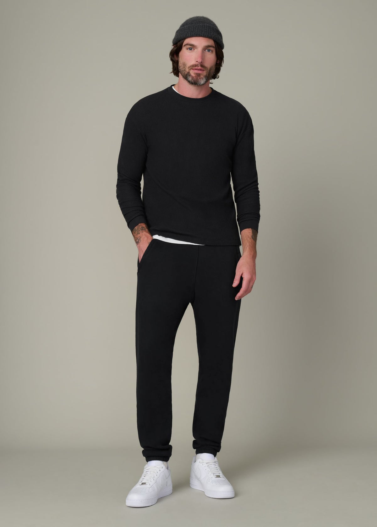 Joe's Jeans Men|Sale LONG SLEEVE WAFFLE TEE Black