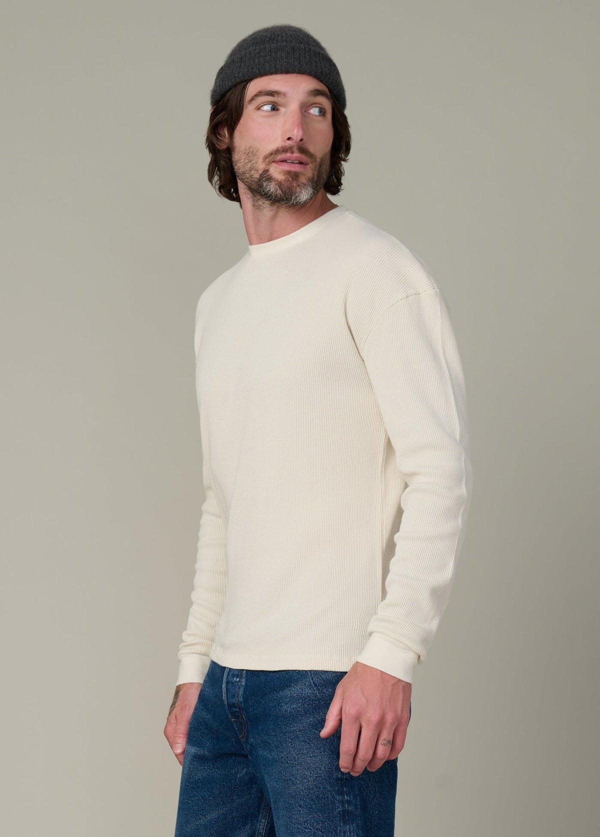 Joe's Jeans Men|Sale LONG SLEEVE WAFFLE TEE Ecru