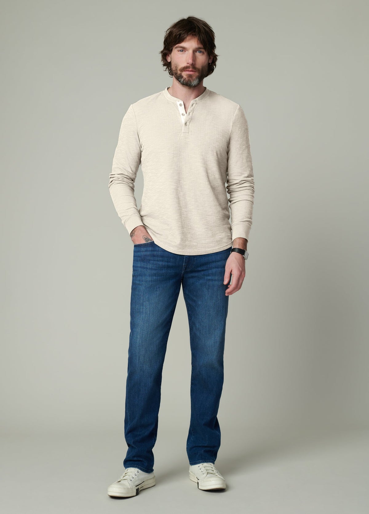 Joe's Jeans Men|Sale DWIGHT DOUBLE-FACE HENLEY Chalk