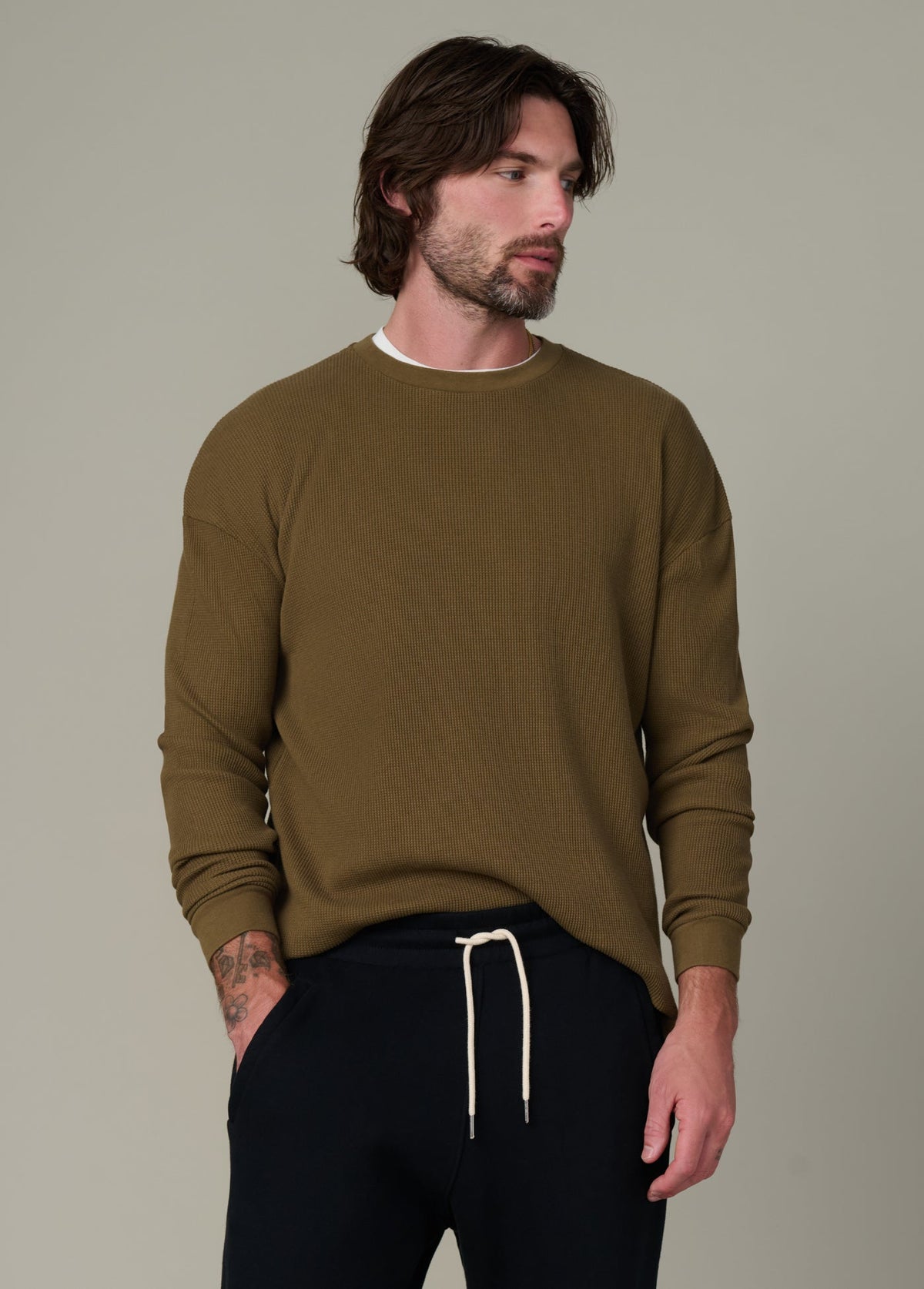Joe's Jeans Men|Sale LONG SLEEVE WAFFLE TEE Beech