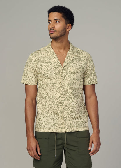 Joe's Jeans Men|Sale CAMP COLLAR PRINTED SHIRT Tropical Green