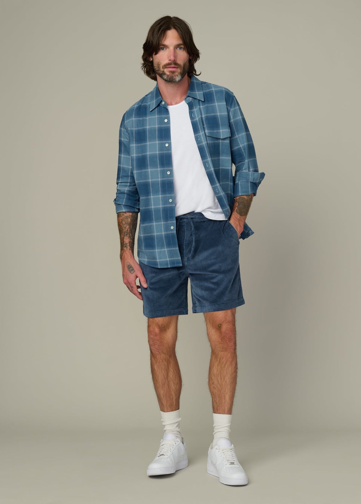 Joe's Jeans Men THE REYNOLDS PLAID SHIRT Bluefin Plaid