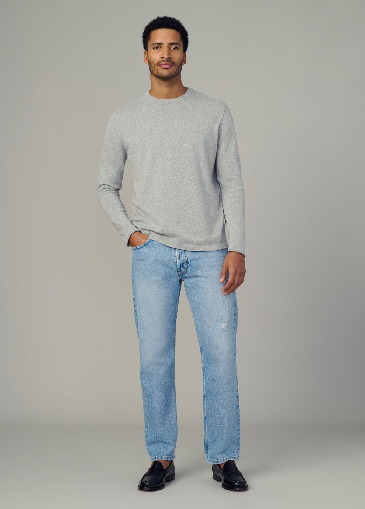 Joe's Jeans Men|Sale LONG SLEEVE CREWNECK SWEATER Heather Grey