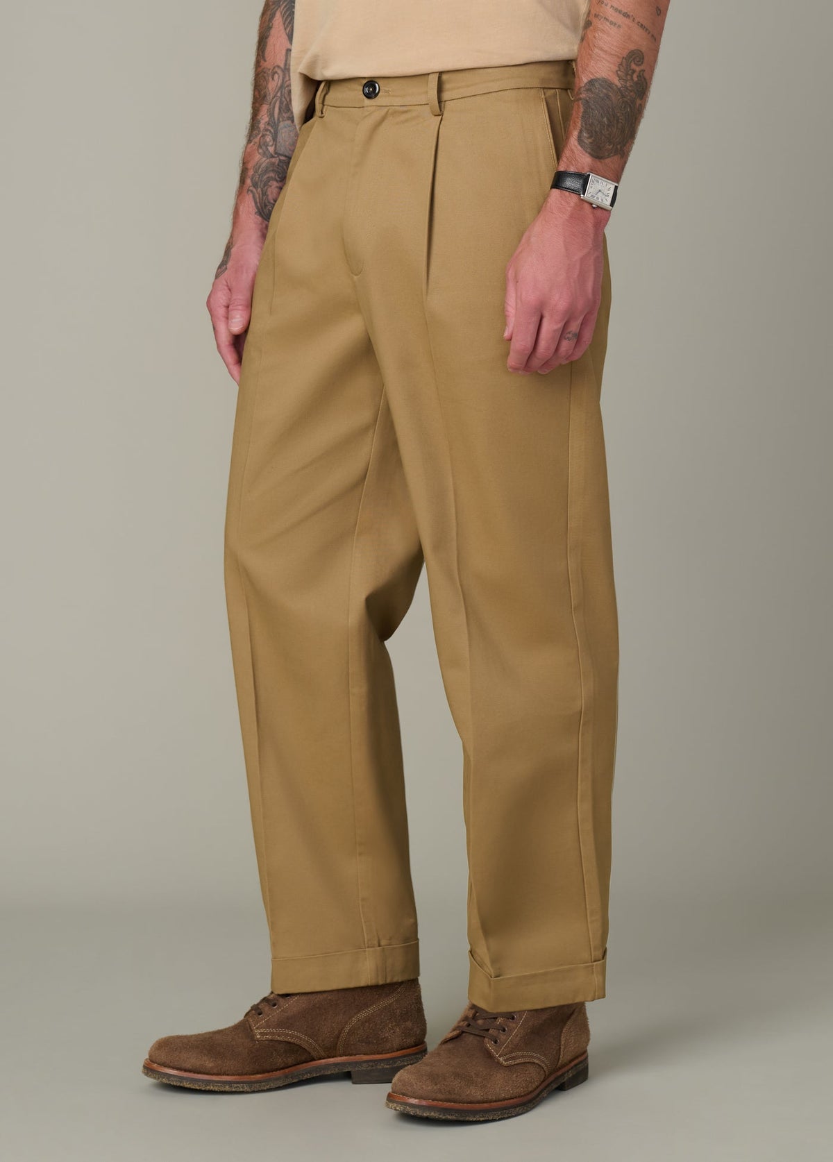 Joe's Jeans Men WIDE LEG PLEATED CHINO British Khaki