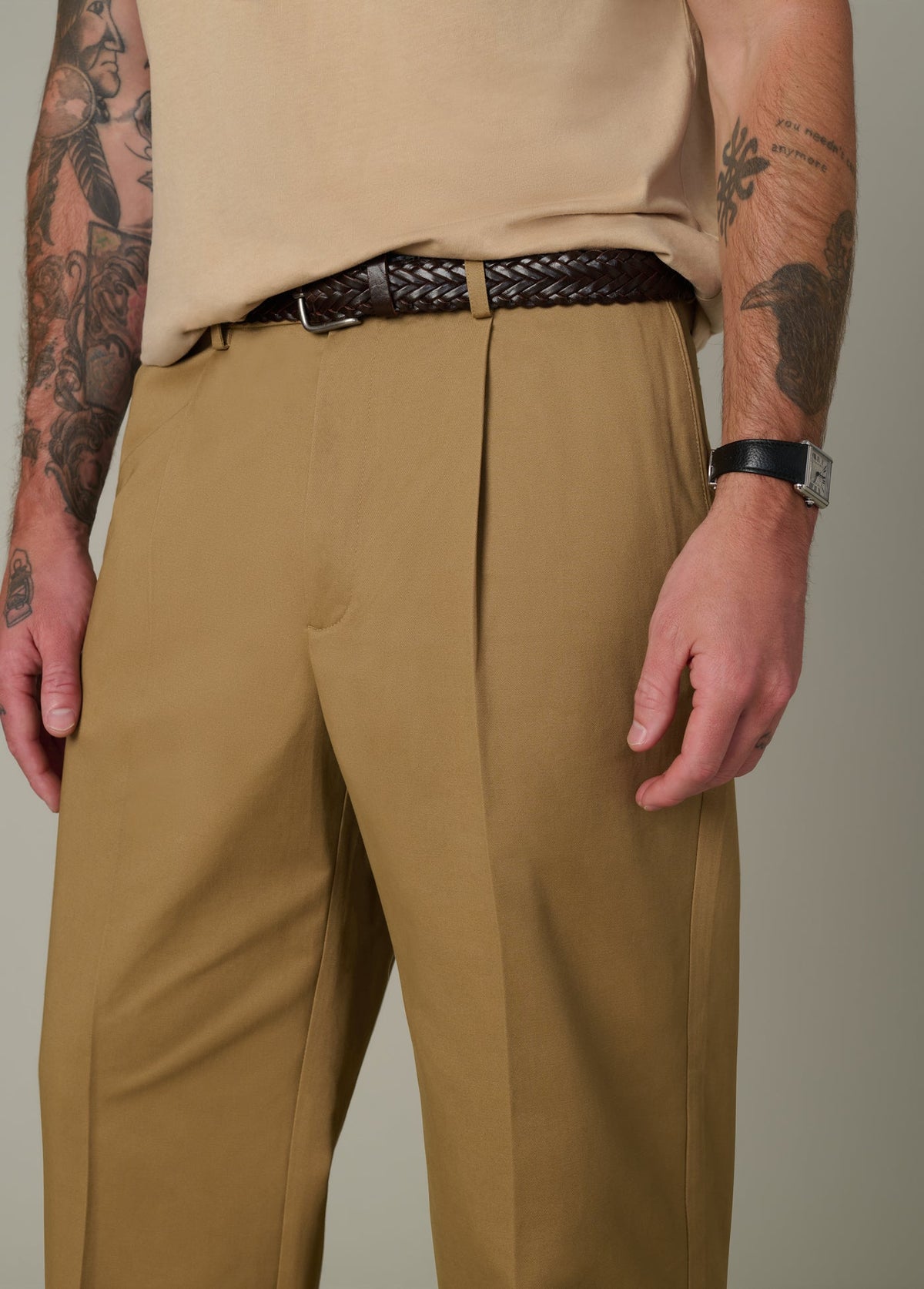 Joe's Jeans Men WIDE LEG PLEATED CHINO British Khaki