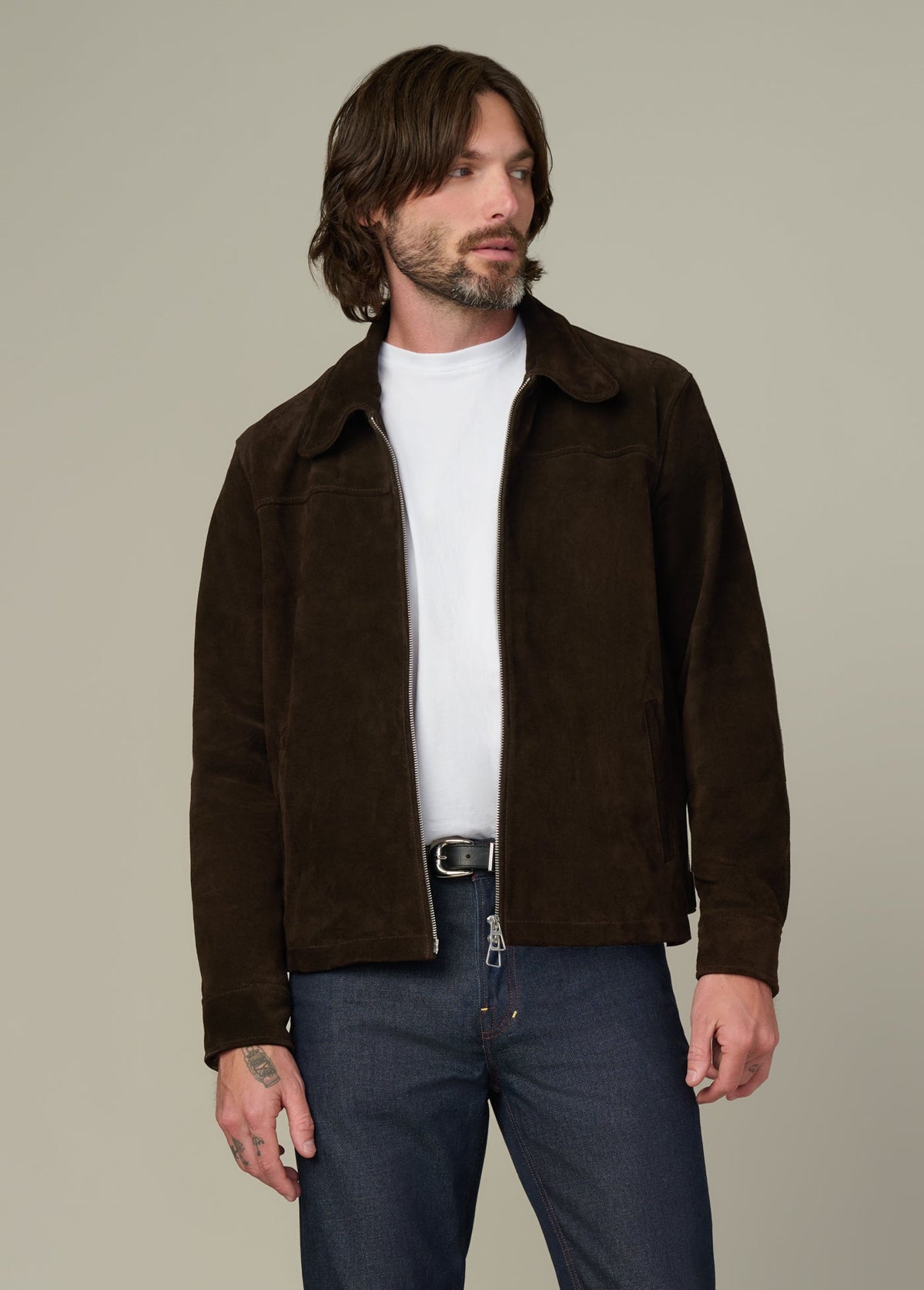 Joe's Jeans Men SUEDE DRESS ZIP JACKET Wren
