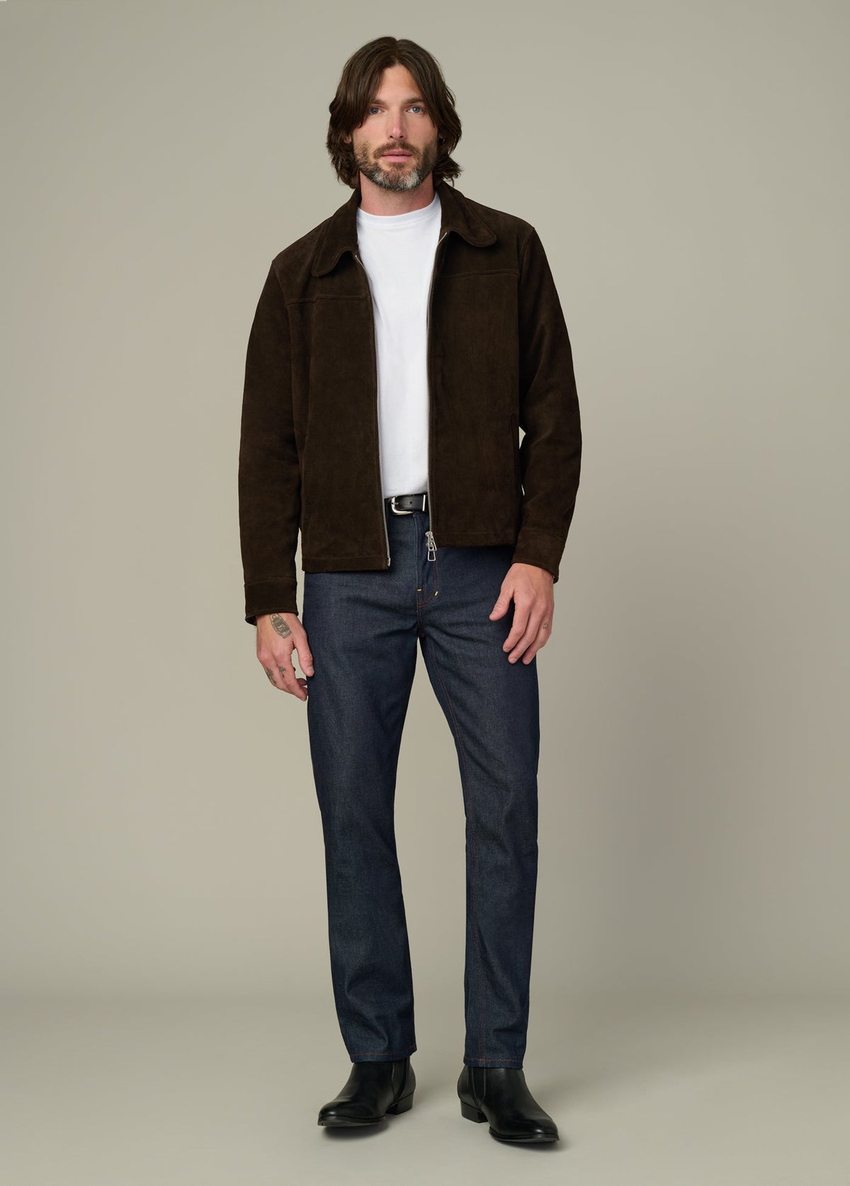 Joe's Jeans Men SUEDE DRESS ZIP JACKET Wren