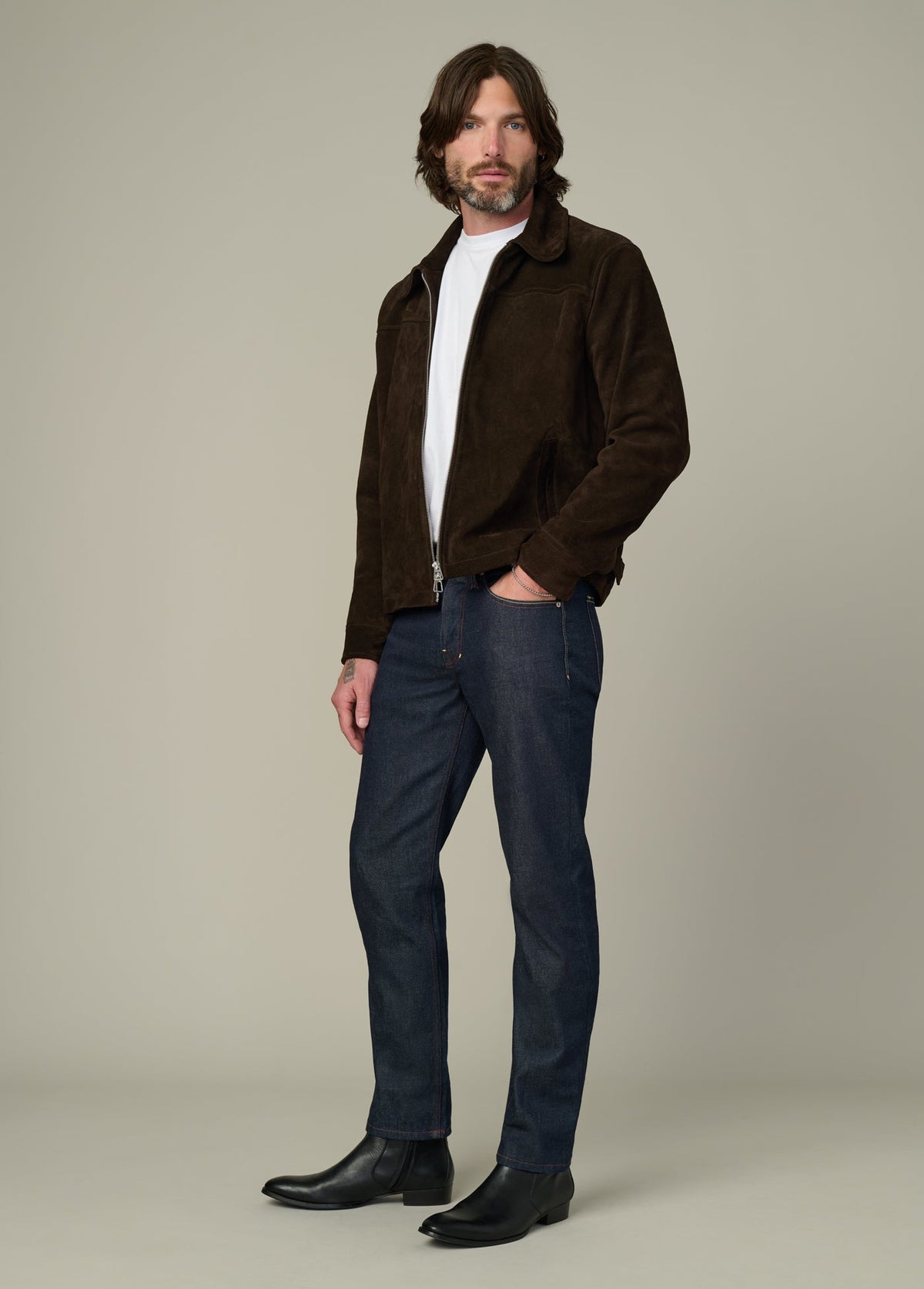 Joe's Jeans Men SUEDE DRESS ZIP JACKET Wren