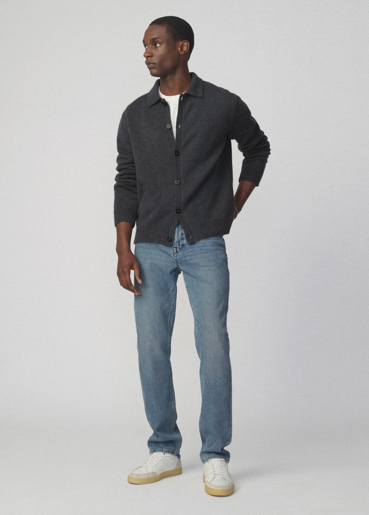 Joe's Jeans Men MOHAIR CARDIGAN POLO Turbulence