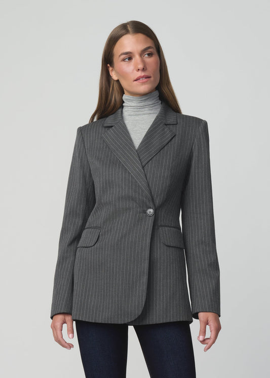 Joe's Jeans Women THE MECAH WRAP BLAZER Charcoal Pinstripe
