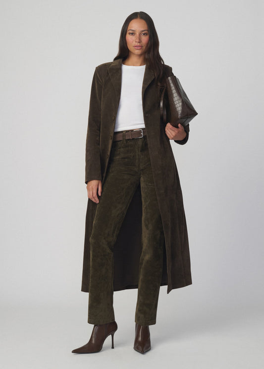 Joe's Jeans Women THE VEGAN SUEDE LONG COAT Olive