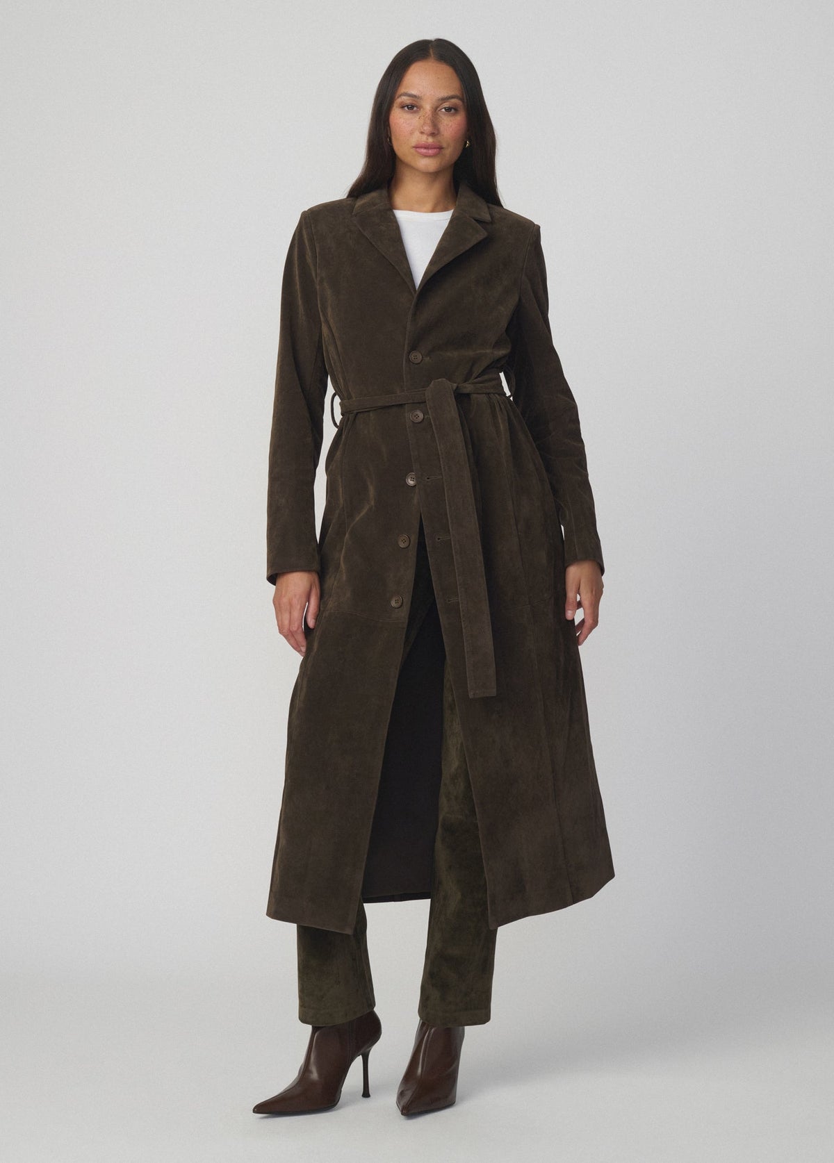 Joe's Jeans Women THE VEGAN SUEDE LONG COAT Olive
