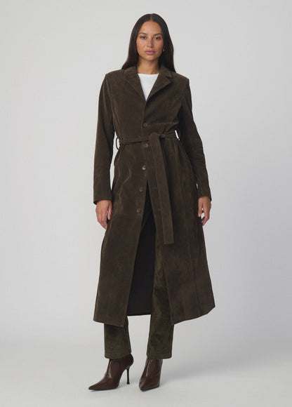 Joe's Jeans Women THE VEGAN SUEDE LONG COAT Olive