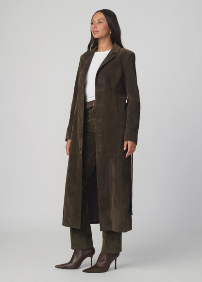 Joe's Jeans Women THE VEGAN SUEDE LONG COAT Olive