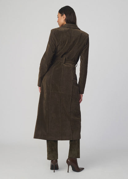 Joe's Jeans Women THE VEGAN SUEDE LONG COAT Olive