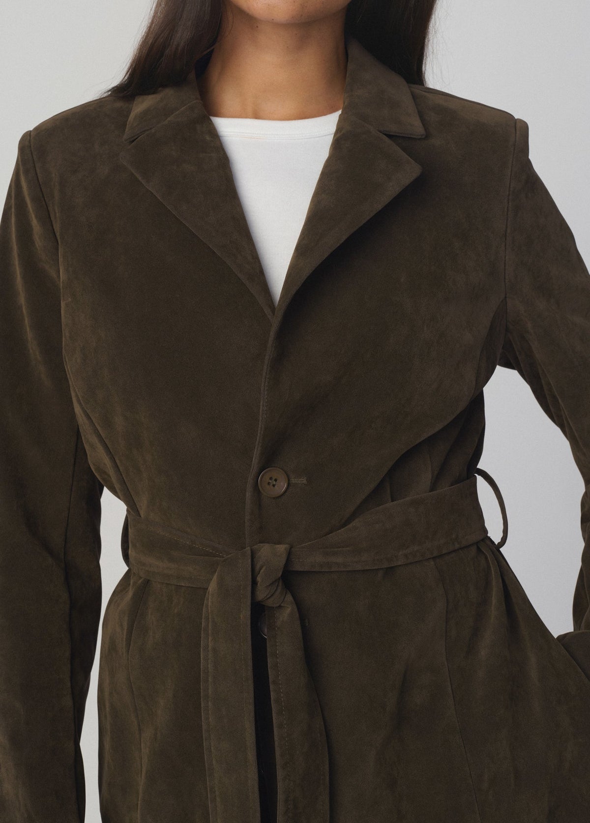 Joe's Jeans Women THE VEGAN SUEDE LONG COAT Olive