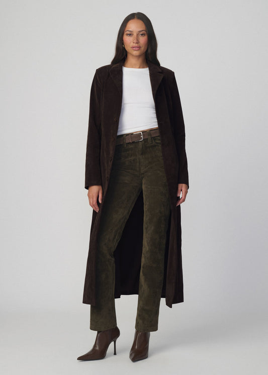 Joe's Jeans Women THE VEGAN SUEDE LONG COAT Dark Chocolate