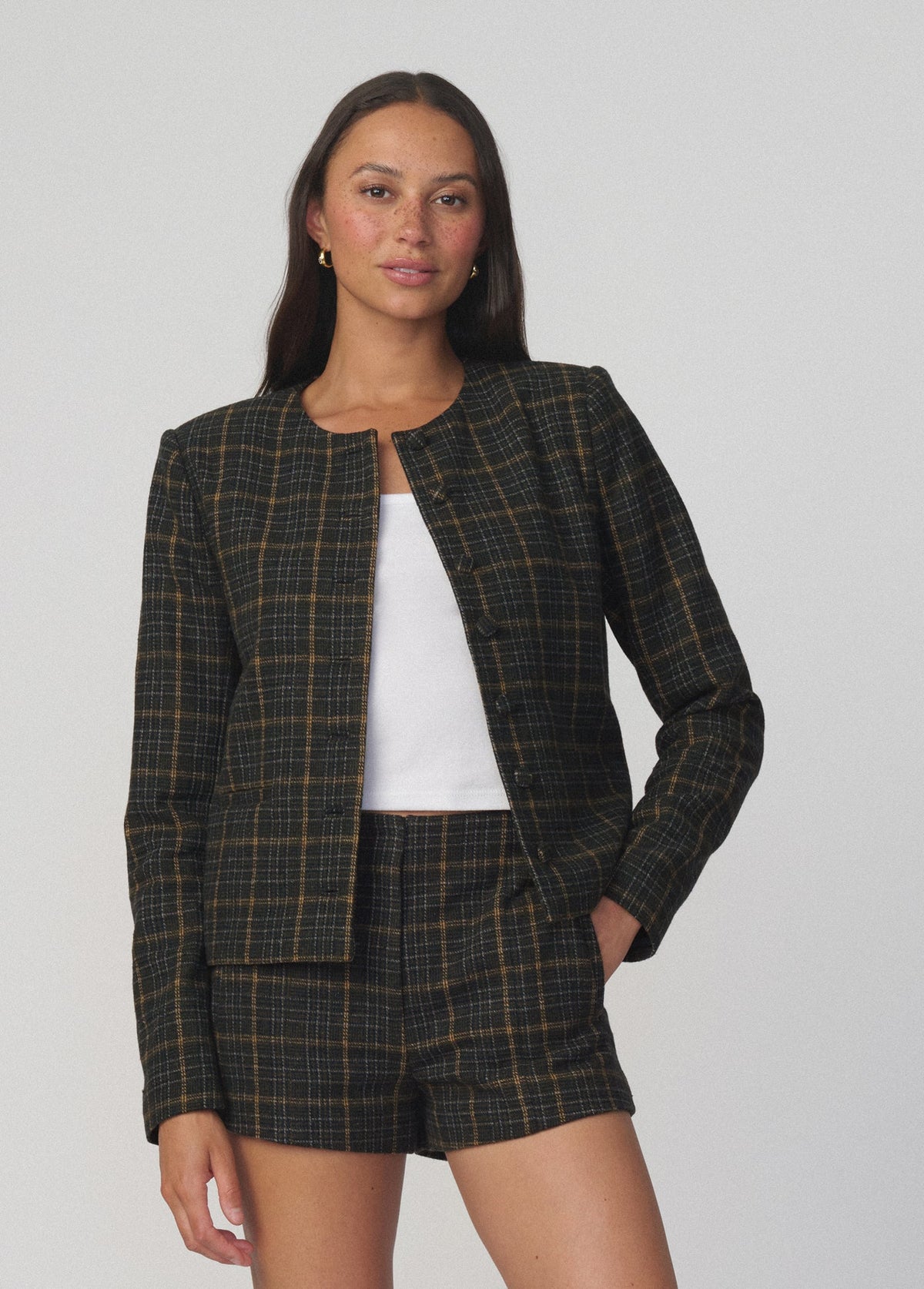 Joe's Jeans Women THE SCOTTIE JACKET Moss Multi Plaid