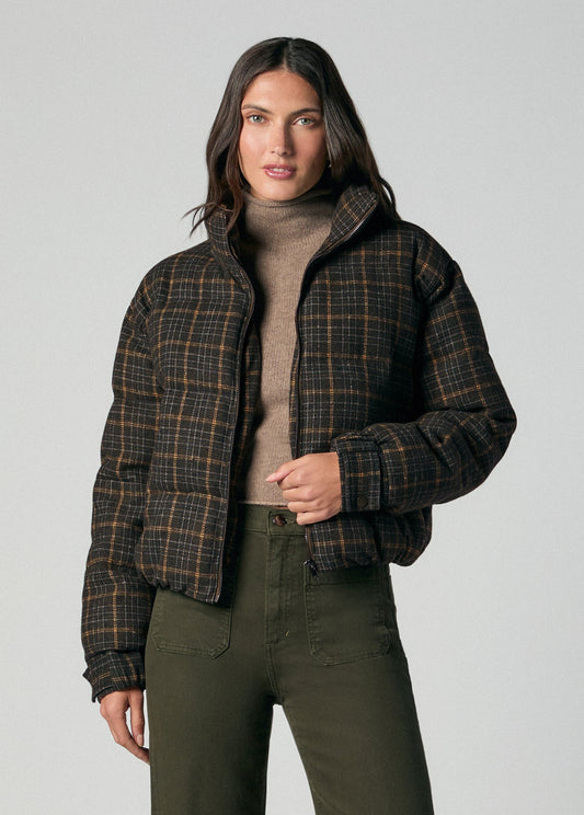 Joe's Jeans Women THE BRUNA BRUSHED WOOL PUFFER Moss Multi Plaid