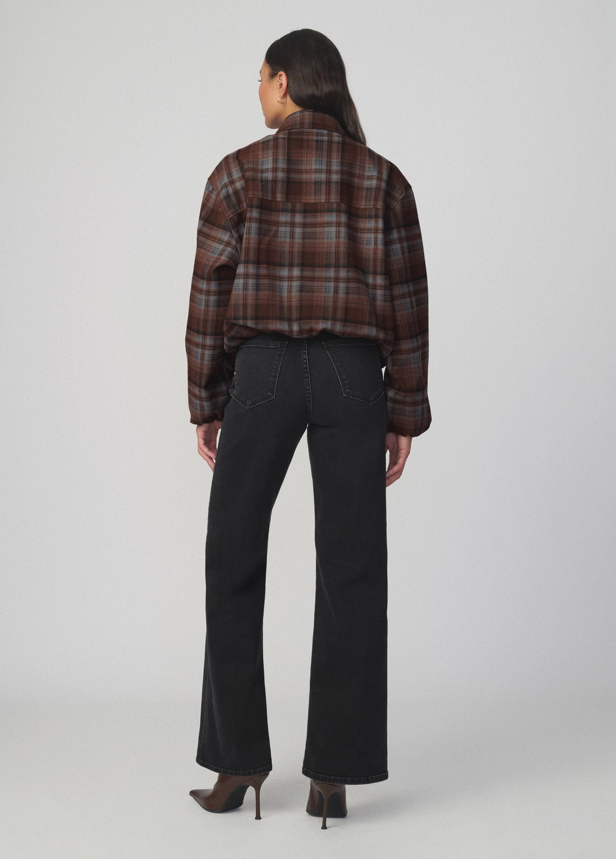 Joe's Jeans Women THE BELLA BOMBER JACKET Brown Blue Plaid