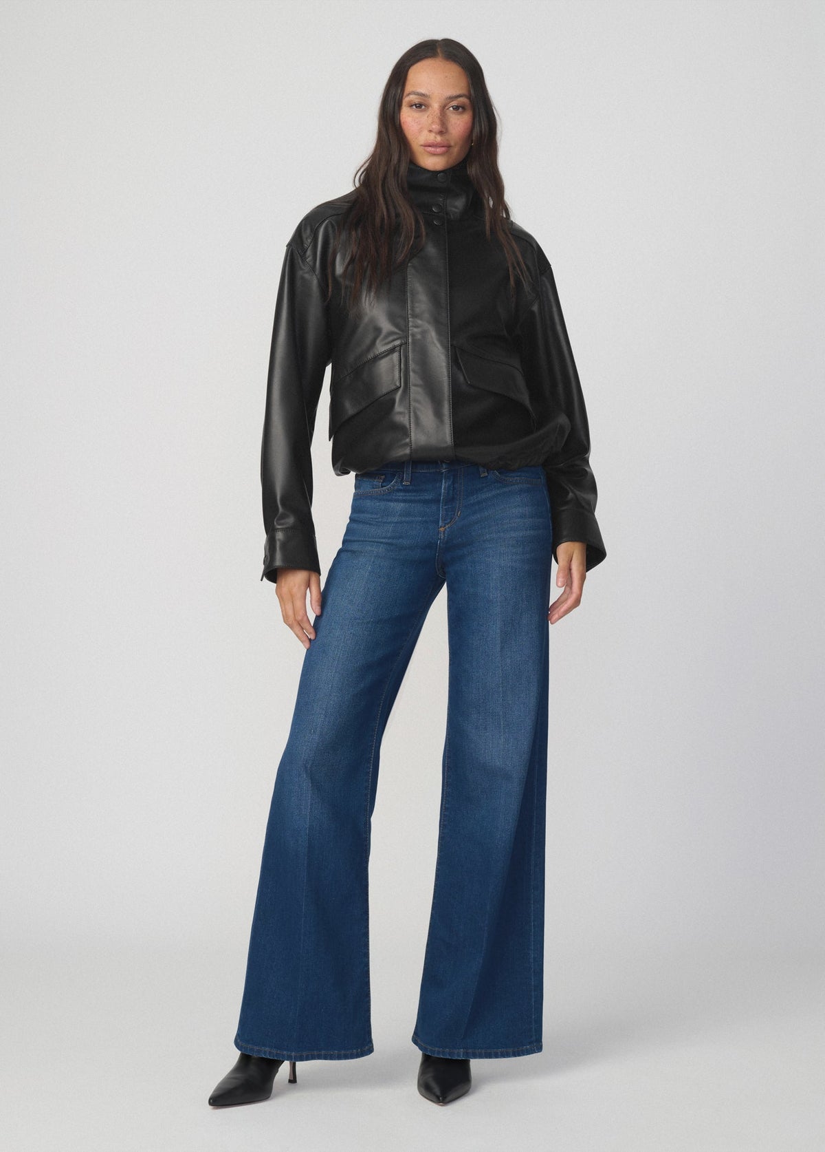 Joe's Jeans Women THE COHEN LEATHER BOMBER JACKET Black