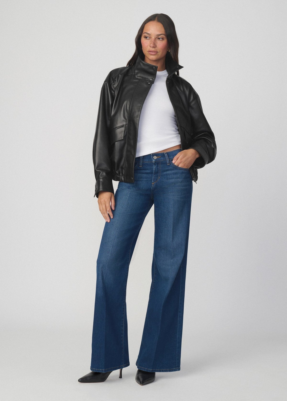 Joe's Jeans Women THE COHEN LEATHER BOMBER JACKET Black