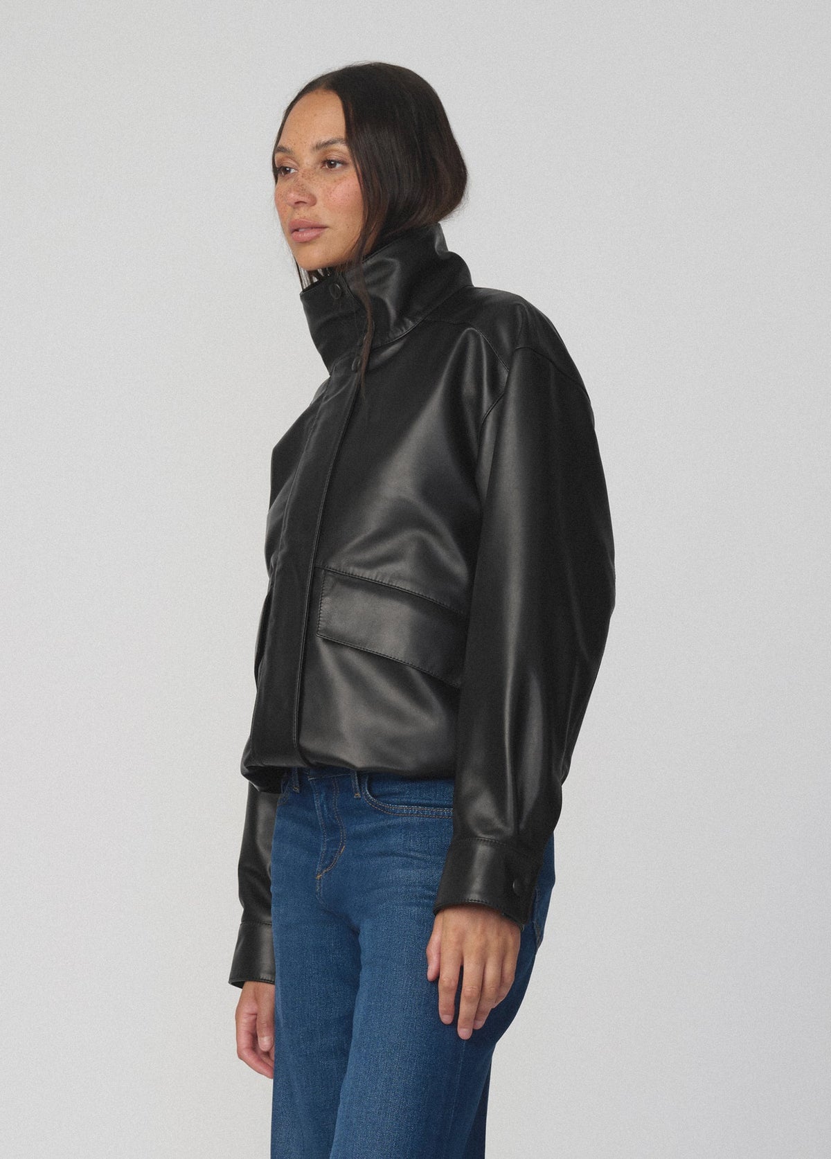 Joe's Jeans Women THE COHEN LEATHER BOMBER JACKET Black