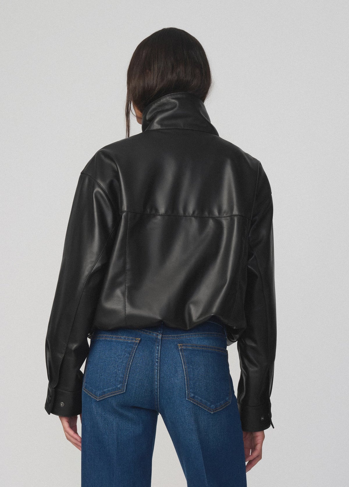 Joe's Jeans Women THE COHEN LEATHER BOMBER JACKET Black