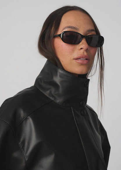 Joe's Jeans Women THE COHEN LEATHER BOMBER JACKET Black
