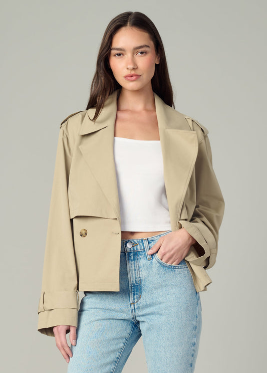 Joe's Jeans Women THE LIZ CROPPED TRENCH COAT Camel