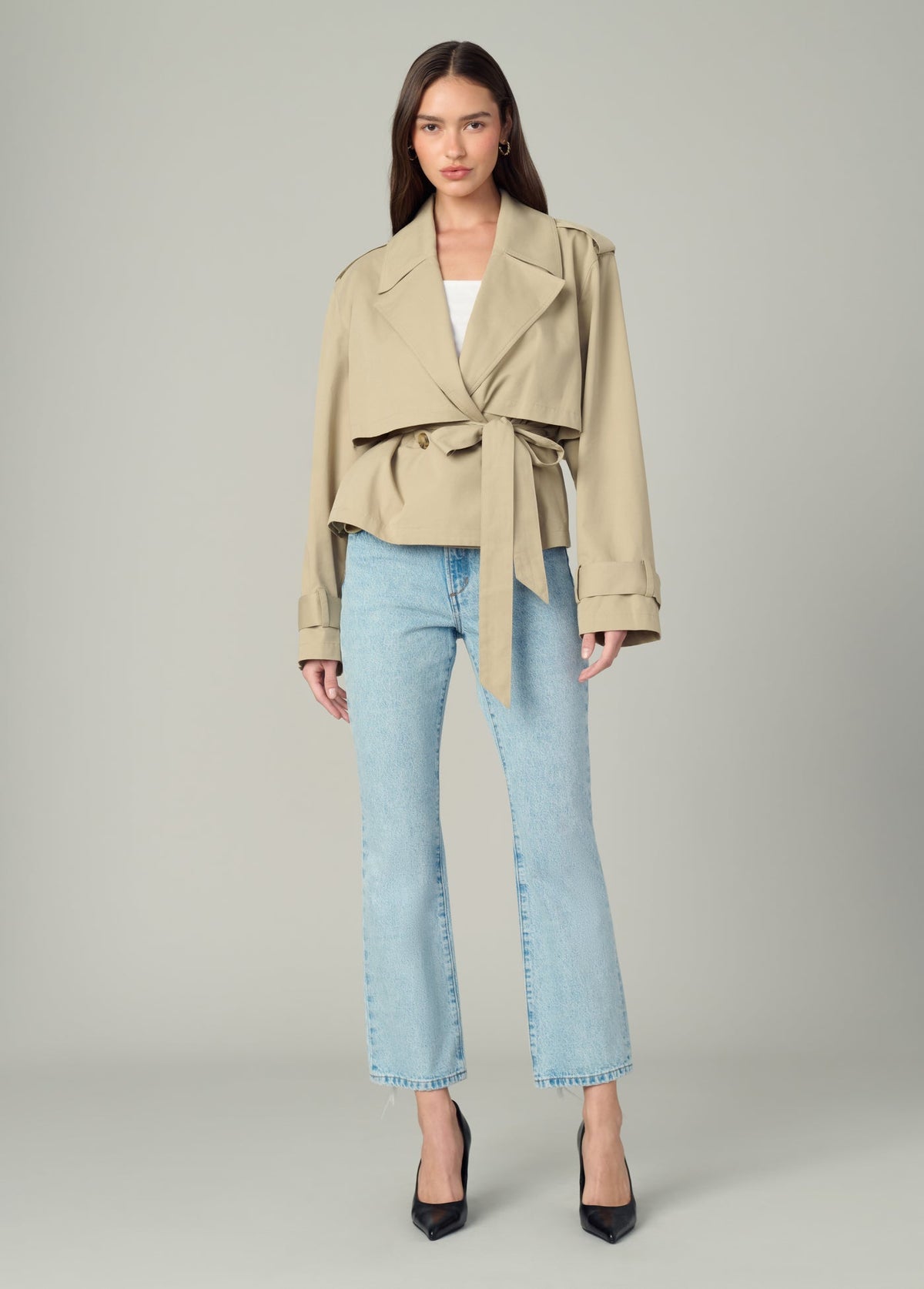 Joe's Jeans Women THE LIZ CROPPED TRENCH COAT Camel