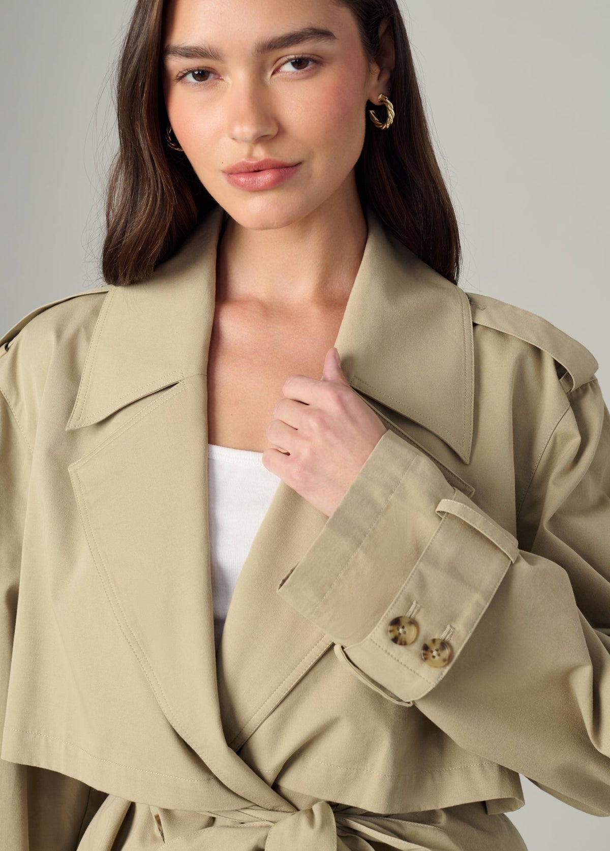 Joe's Jeans Women THE LIZ CROPPED TRENCH COAT Camel