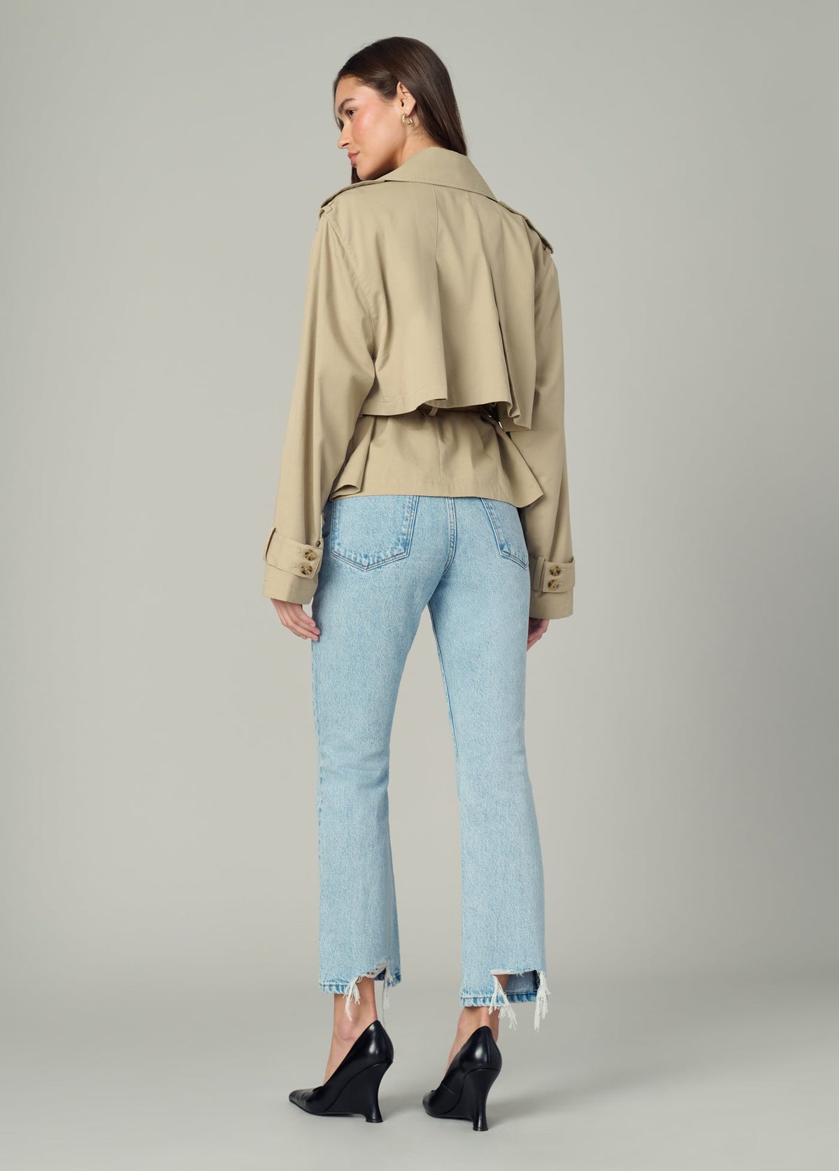 Joe's Jeans Women THE LIZ CROPPED TRENCH COAT Camel