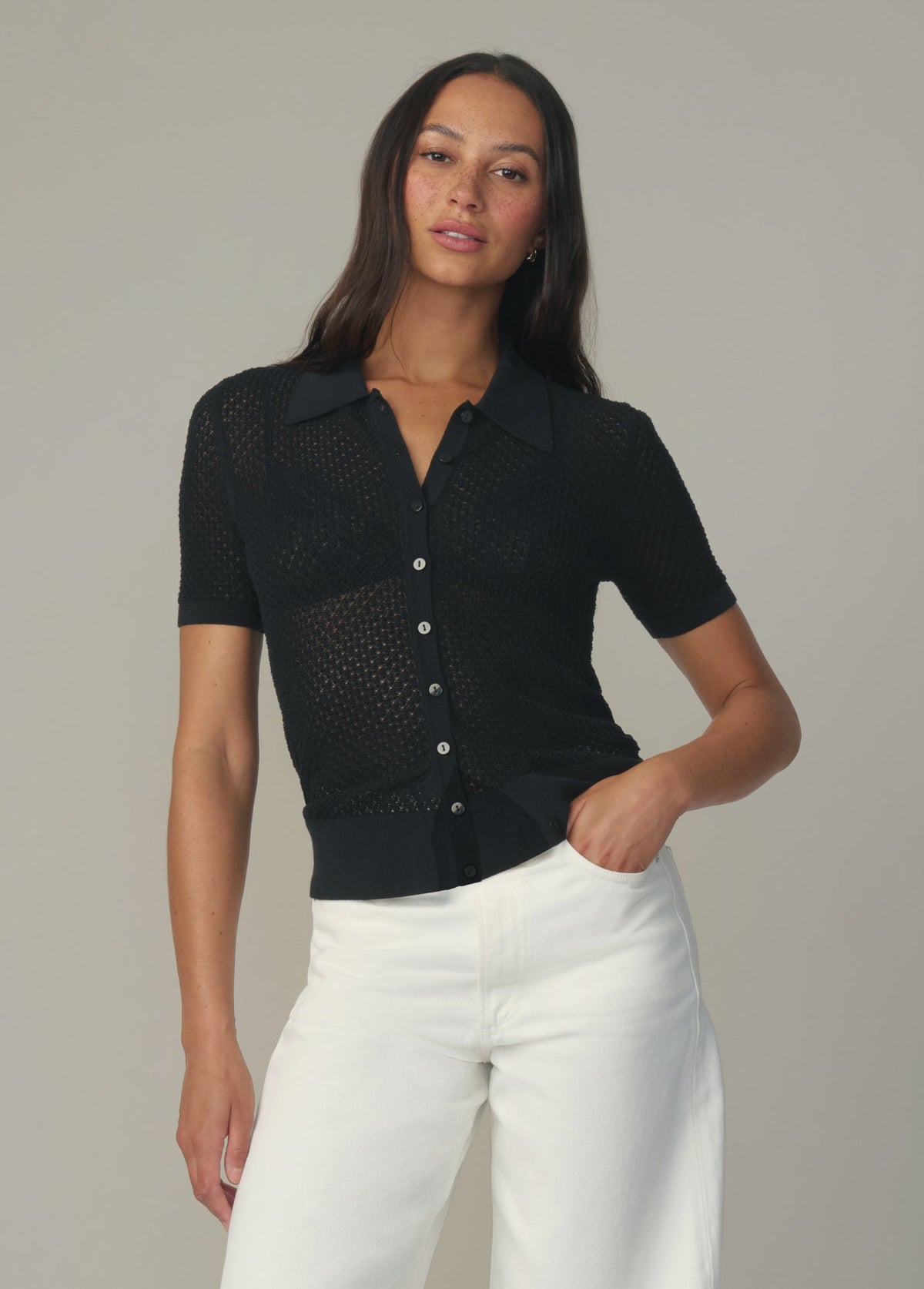 Joe's Jeans Sale THE DAVEY SHORT SLEEVE CARDIGAN Black