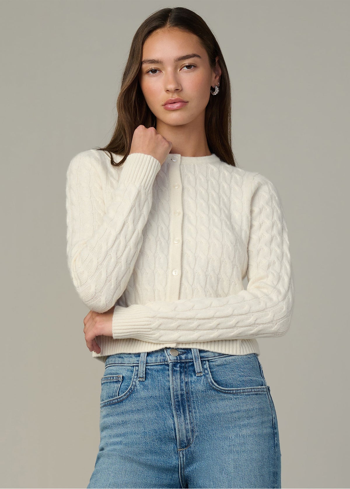 Joe's Jeans Sale THE CABLE DANI CASHMERE CARDIGAN Ecru