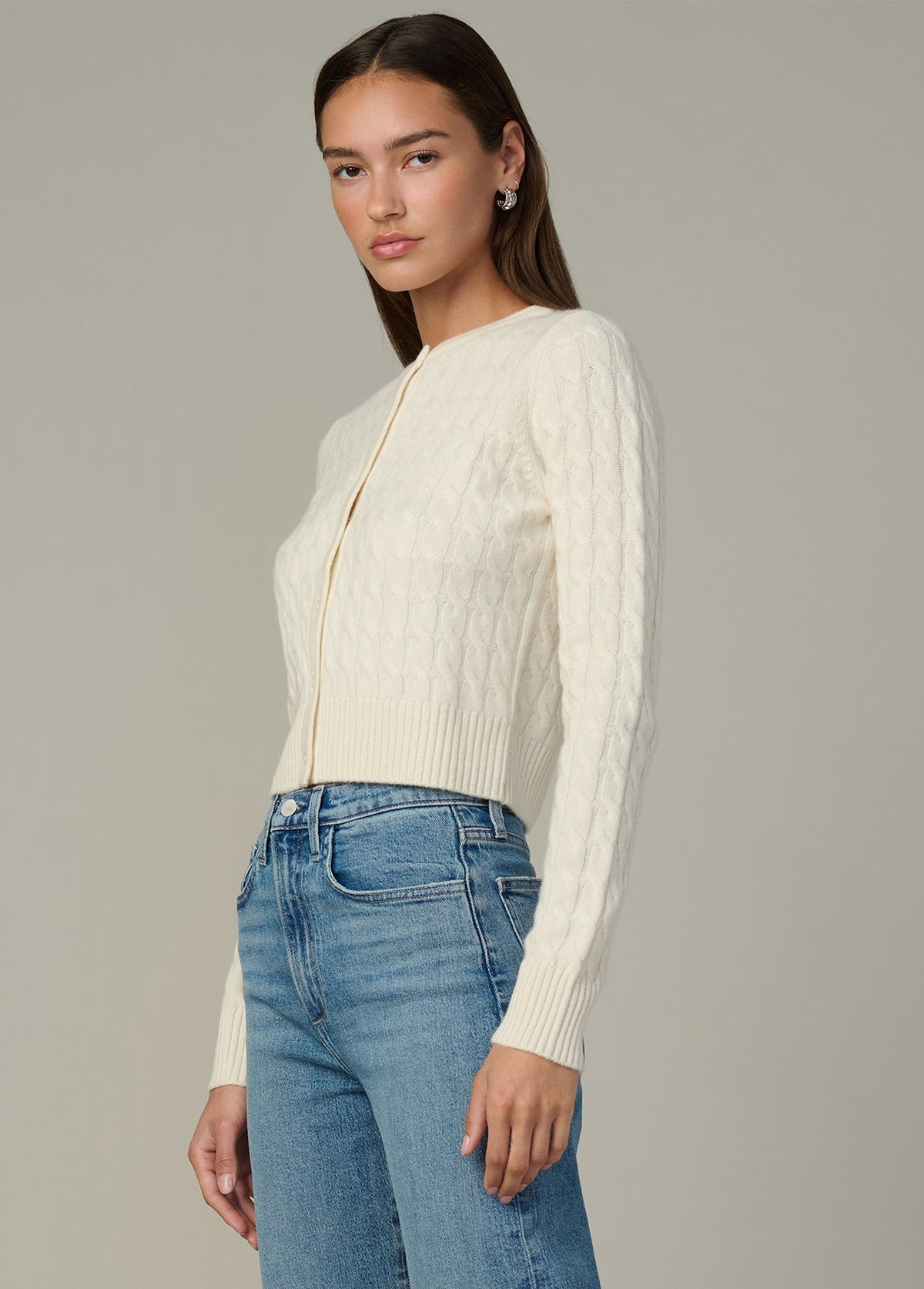 Joe's Jeans Sale THE CABLE DANI CASHMERE CARDIGAN Ecru